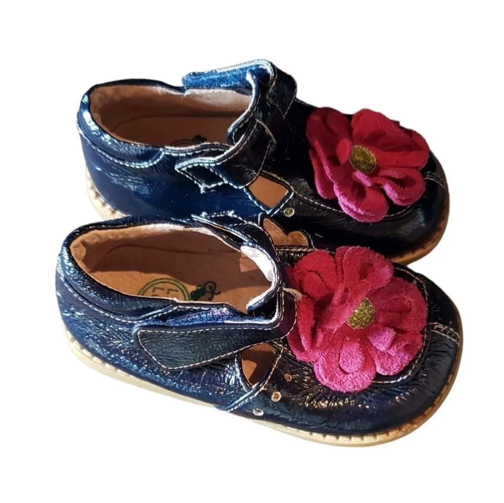 Livie & Luca Pink Flower Patent Leather Toddler Girls Shoes
